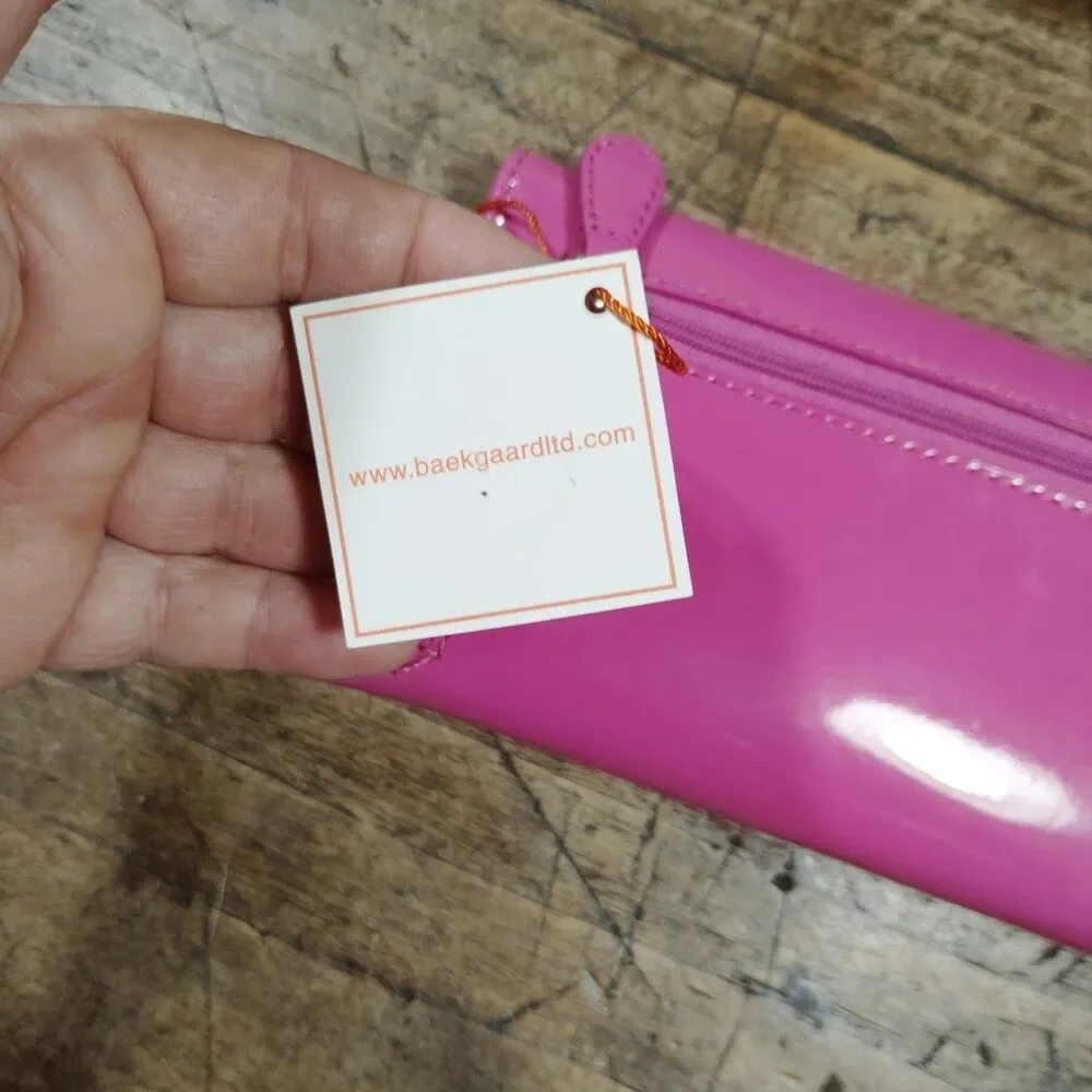 Baekgaard Leather? Patent Clutch Wallet Pink NWT Credit Card Pocket